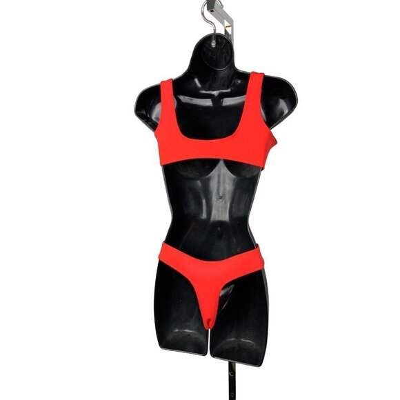 HOKA Bikini thong back top is small bottoms are med. Red - Picture 5 of 6